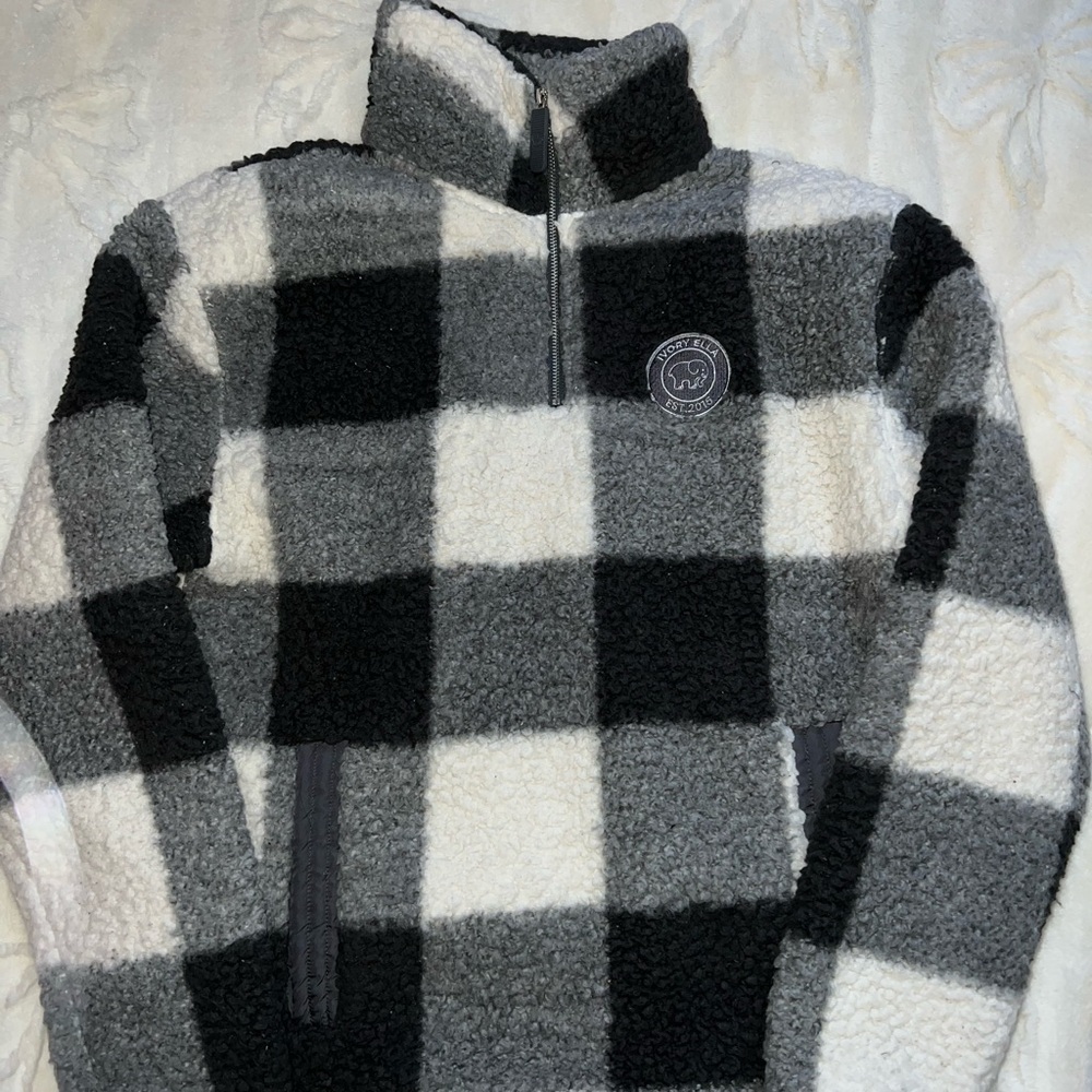 buffalo plaid sherpa pullover